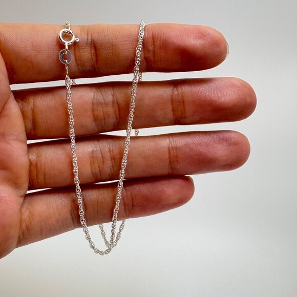 Sterling Silver 925 Round Link Chain Necklace Spring Ring Clasp Size 16" Length - Picture 8 of 9